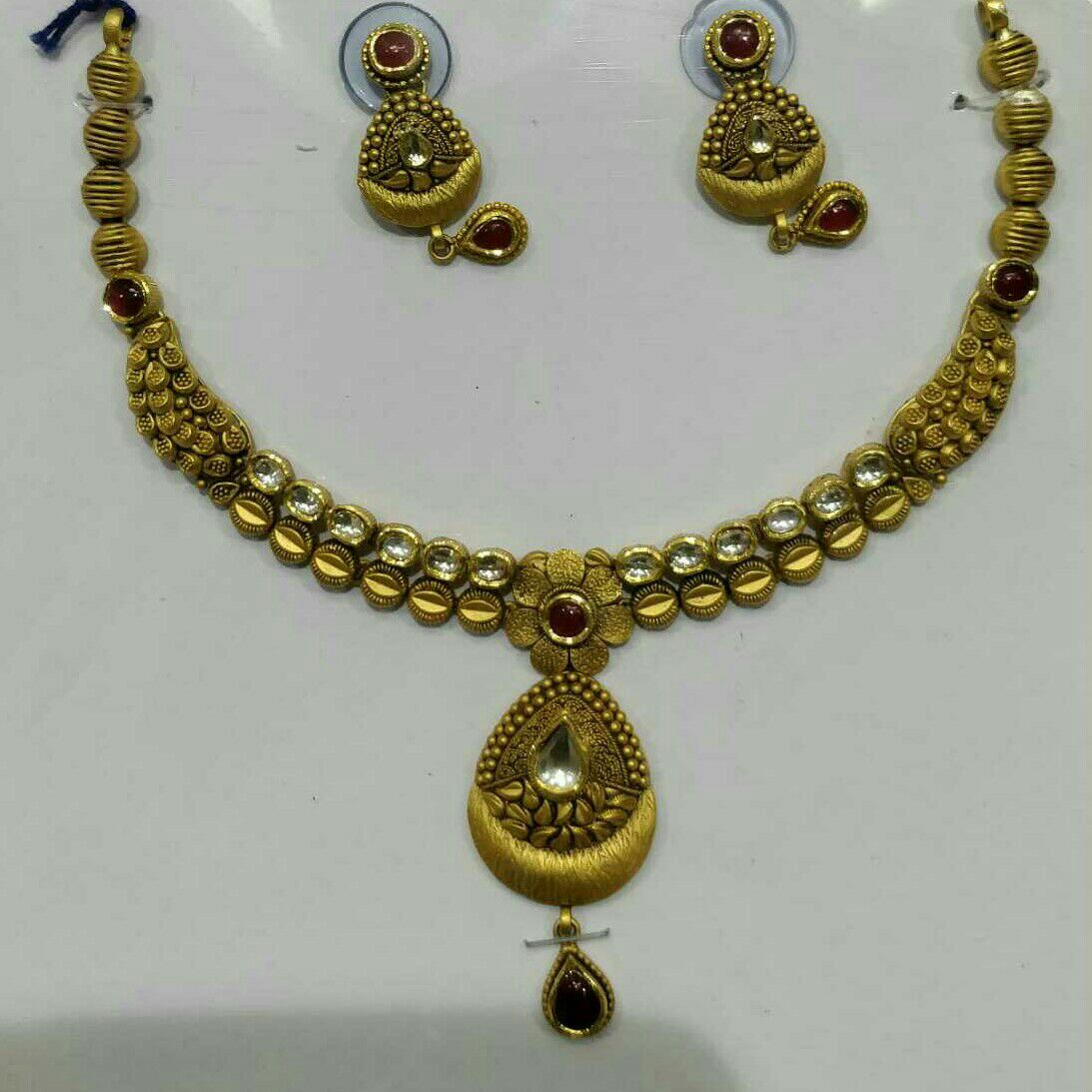 916 Yellow Gold Ladies Jadtar Antique Designer Necklace Set