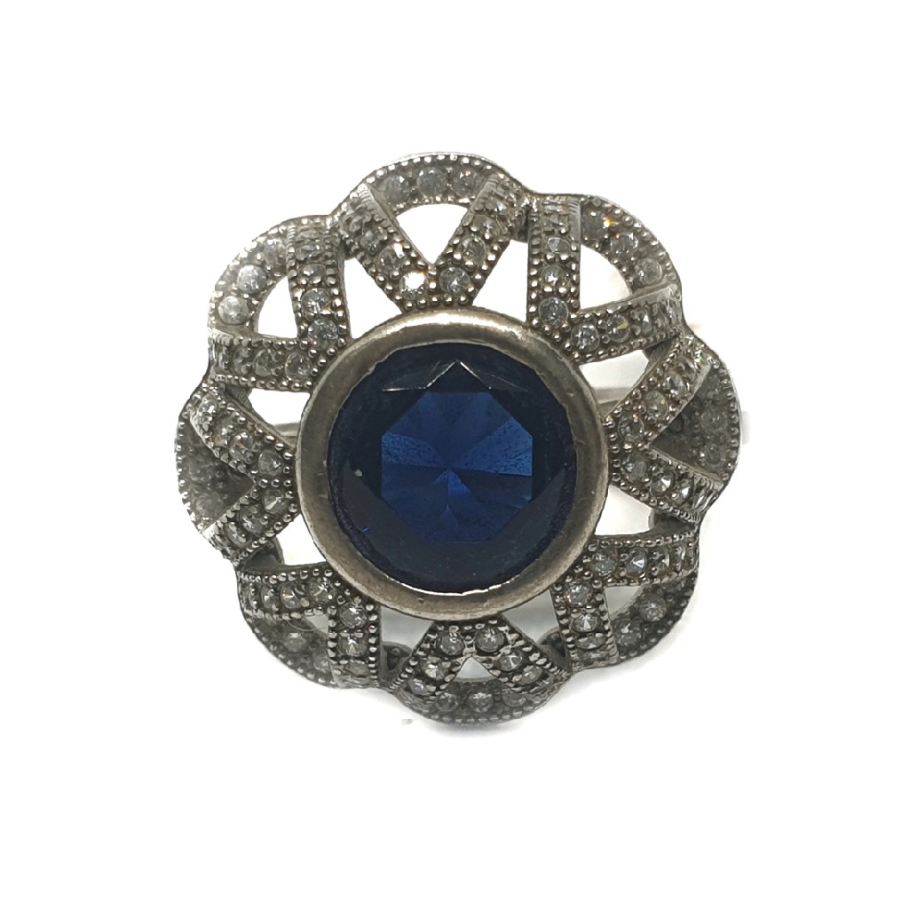 Sterling Silver Dark Blue Opaque Apatite Gemstone Dome Ring – LSJ