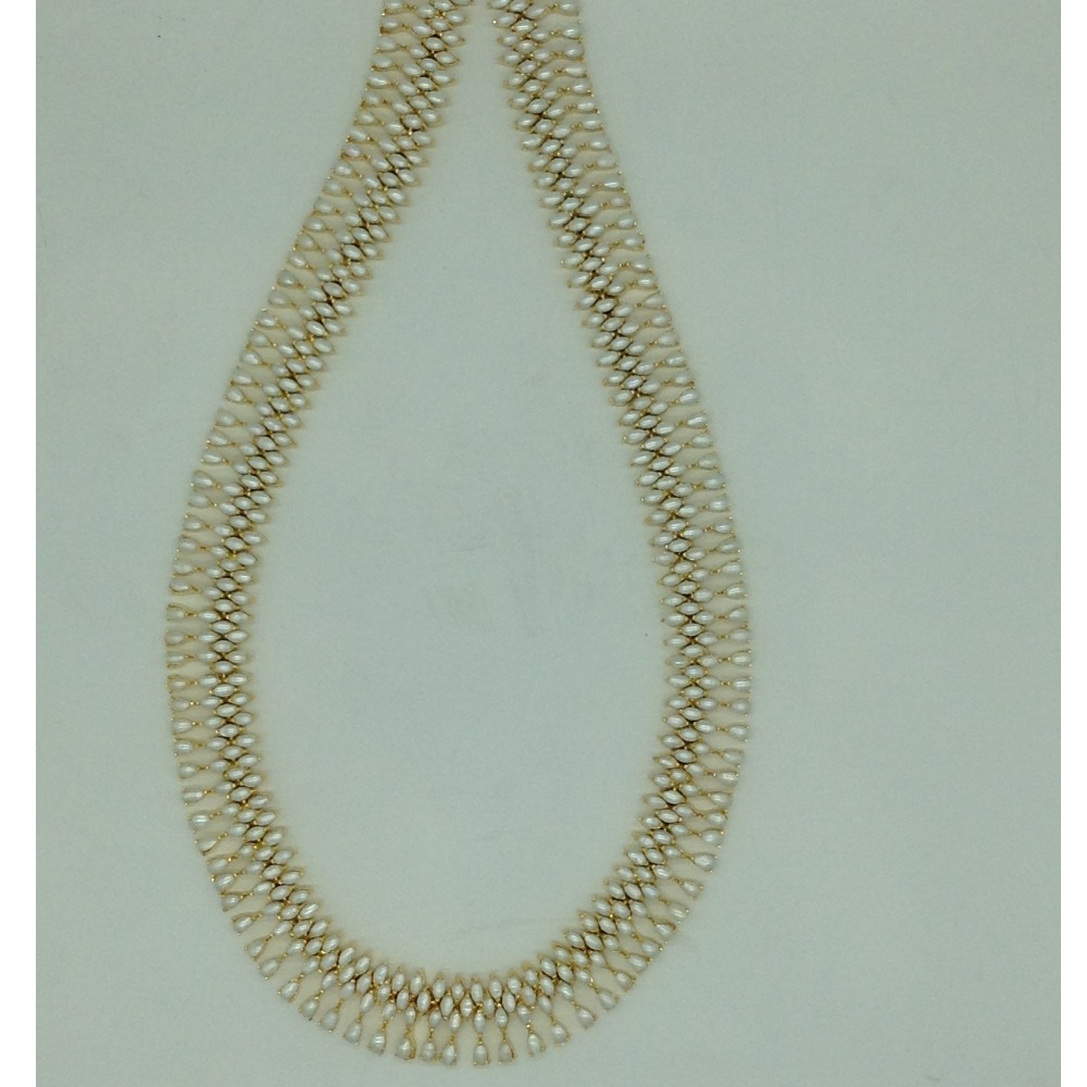 White Pearls Long Necklace Set JNC0228