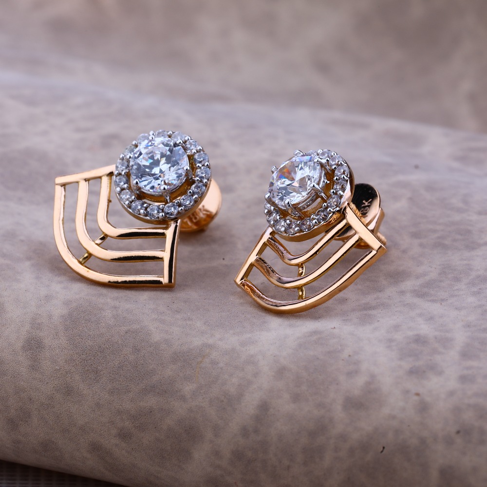 Ladies 76 Rose Gold Designer CZ Earring -RE61