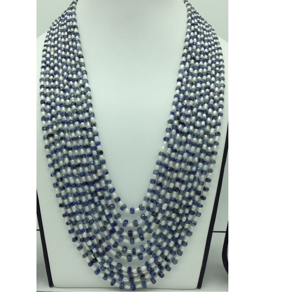 white pearls with sapphires 10 layers necklace jpm0385