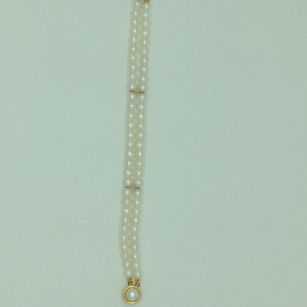 White Round Pearls 2 Layers Bracelet JBG0117