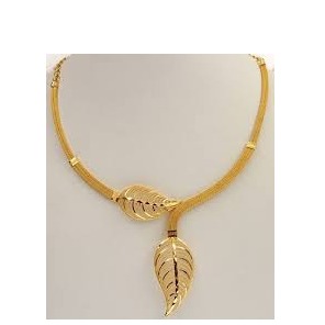 916 Gold CZ Leaf Design Necklace
