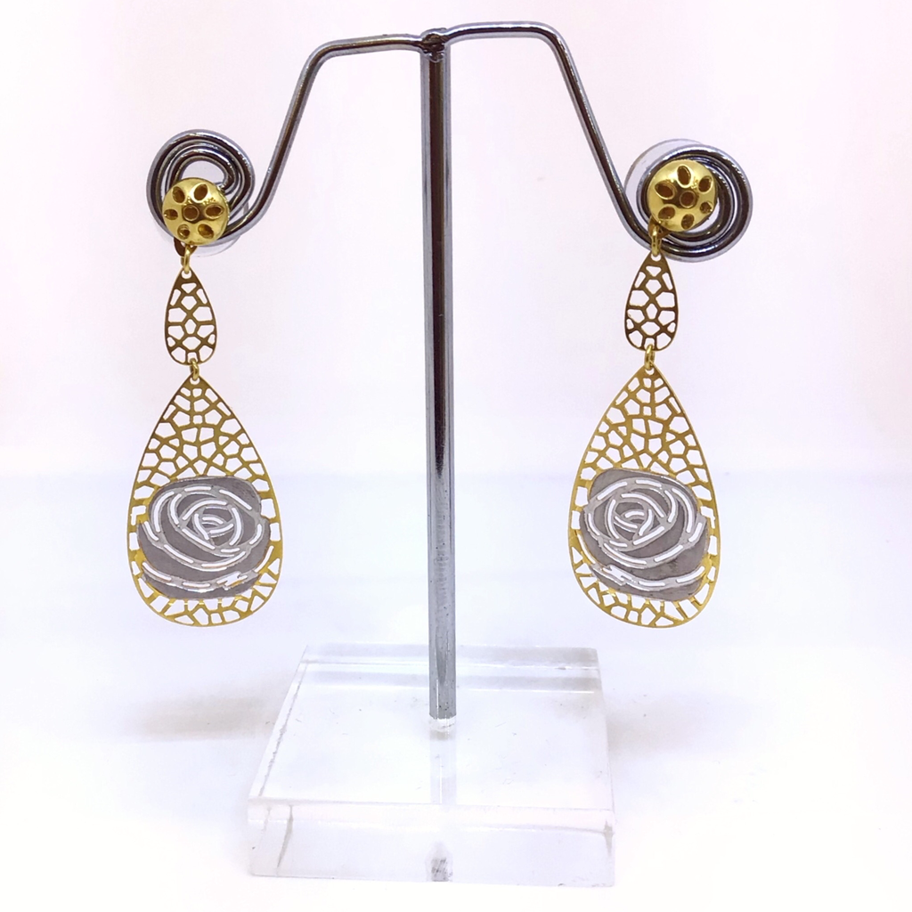 Fancy gold Rose Design earrings