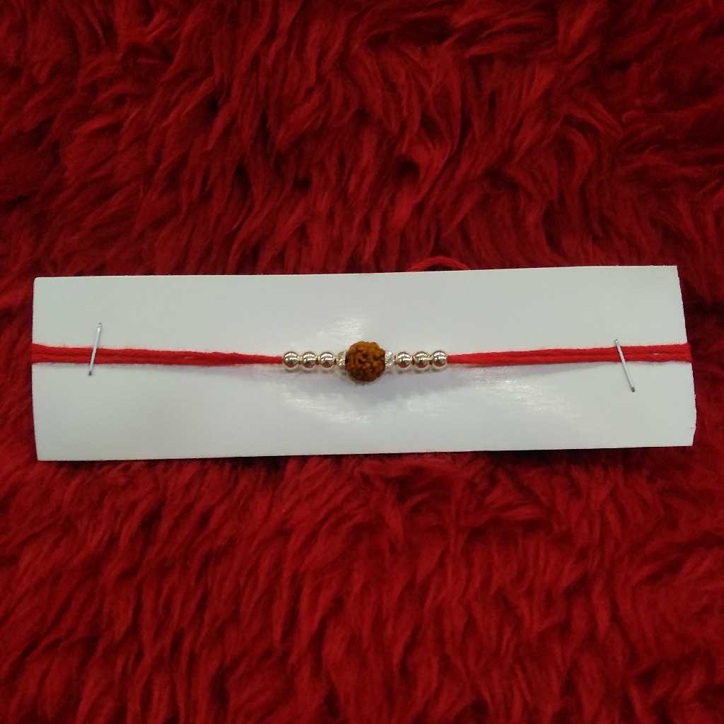 Silver Rakhi Single Rudraaksh