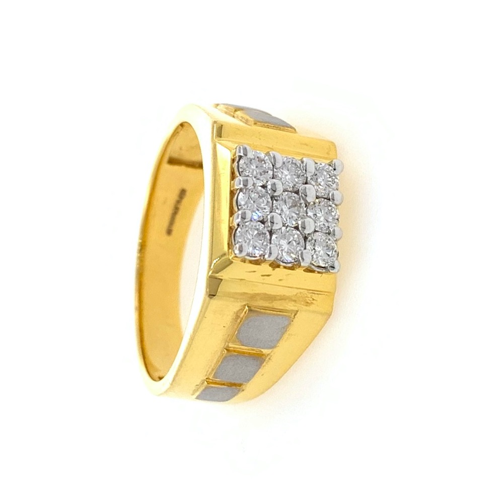 9 carat yellow gold diamond set gents ring - Aylesbury Bullion