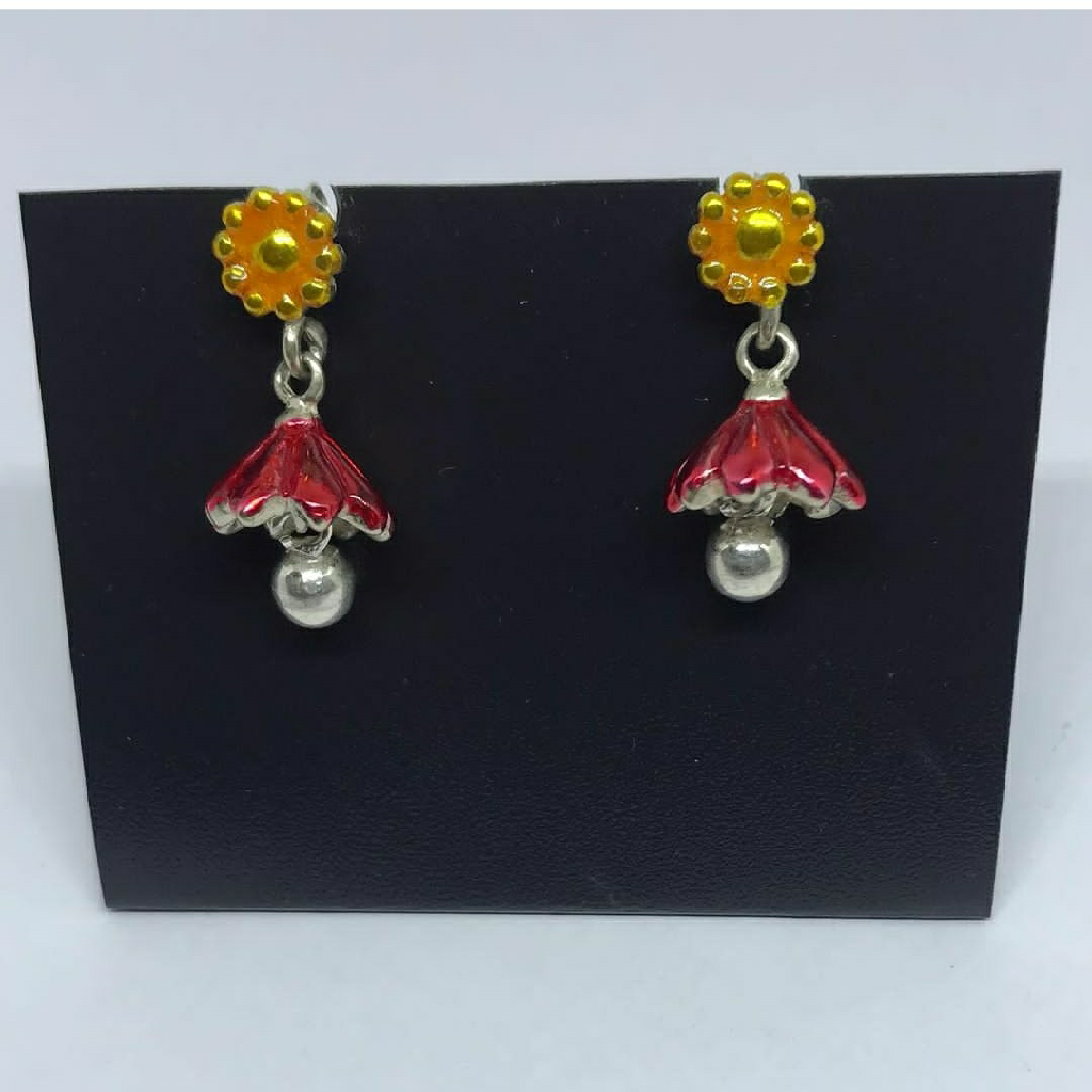 925 silver Yellow Color enamel zumki earrings
