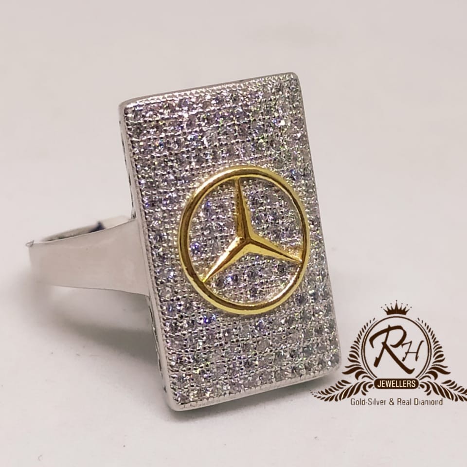 92.5 silver mercedes traditional geants ring Rh-Gr947