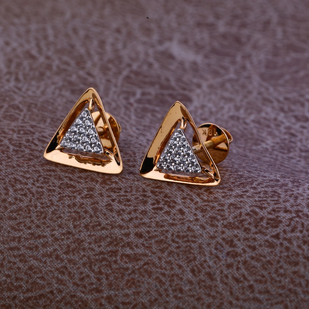 Ladies 76 Rose Gold Triangle Designer Earring -RE70