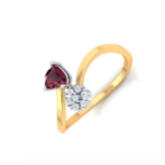 Red Stone Heart Shape Diamond ring
