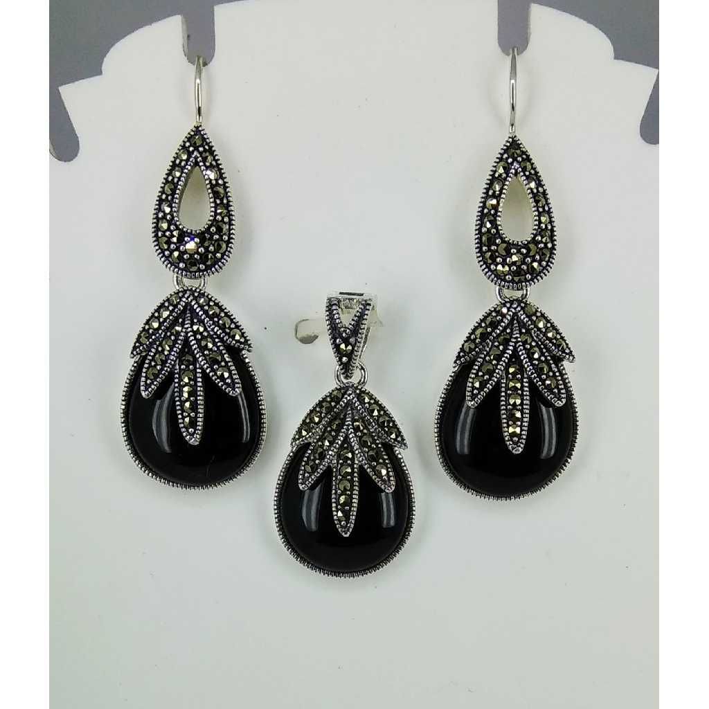 Exclusive marcasite 92.5 silver Pendant Set MG-P008