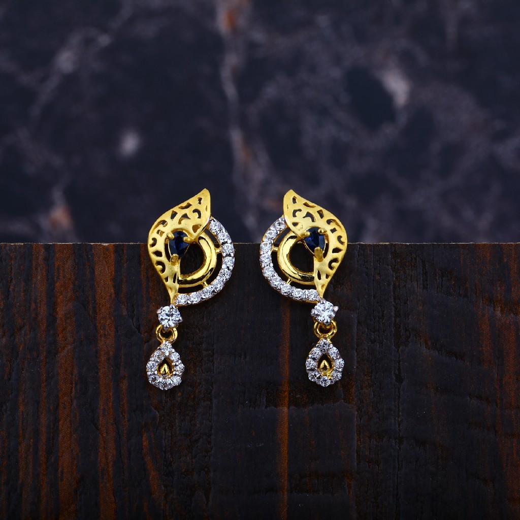 916 Gold Cz Fancy Ladies Earrings-LFE87