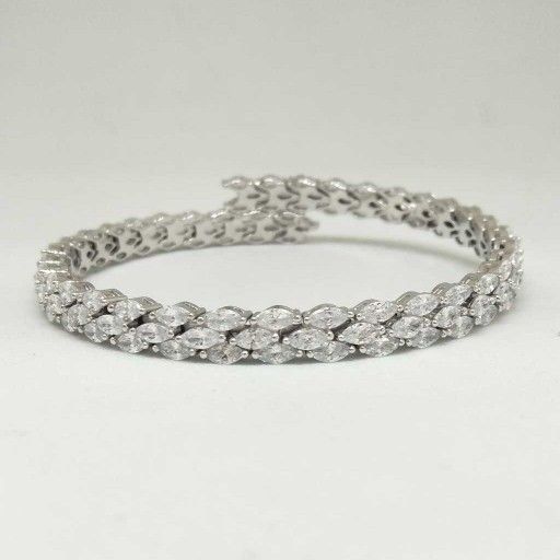 925 Sterling Silver AD Diamond Designed  Ladies Bracelet