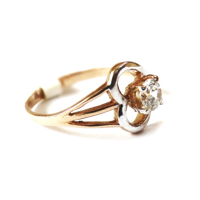 18k rose gold heart shape soliter diamond ring mga - rgr0047