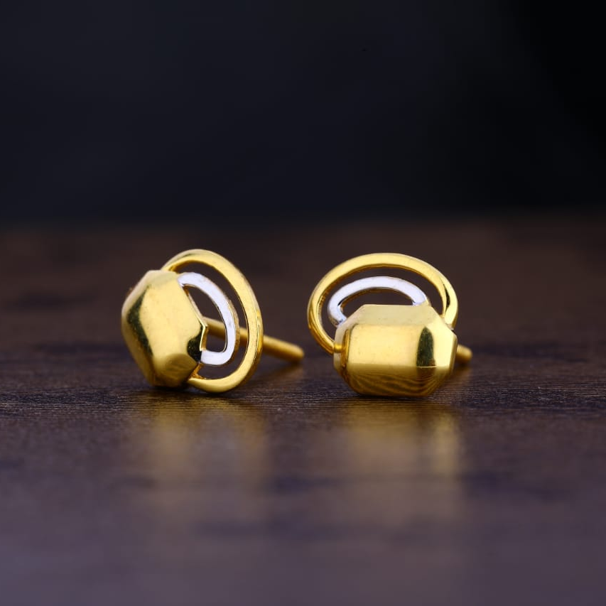22KT Gold CZ Delicate Ladies Plain Earring LPE287