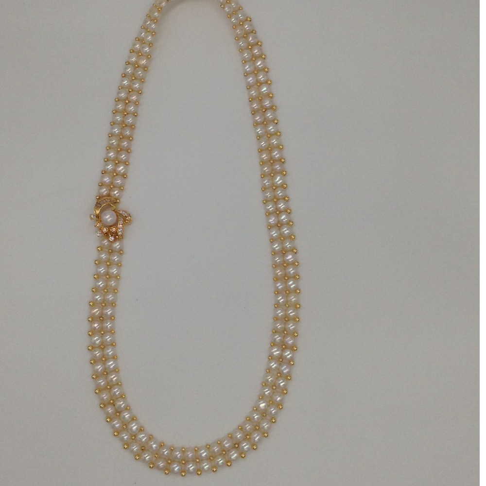 Pearl Broach Set With 2 Line Button Jali Pearls Mala JPS0362