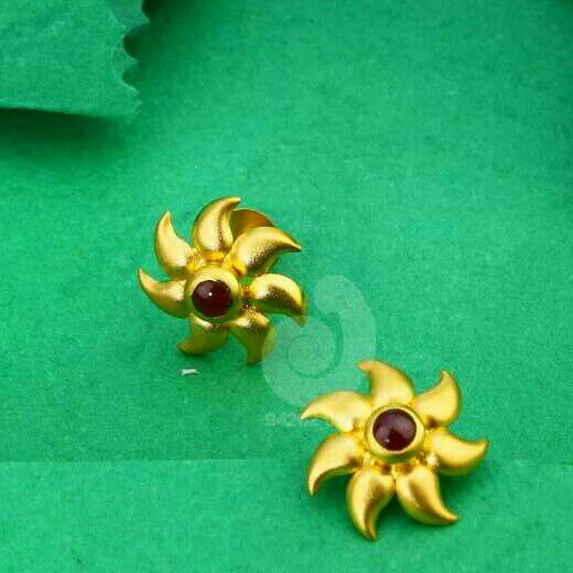 18ct Red Stone Cz Gold Tops