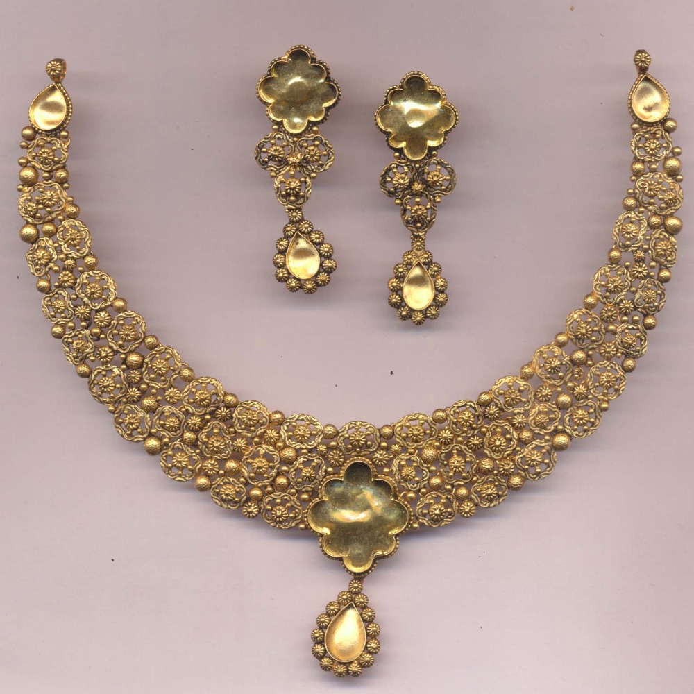 916 Gold Antique Kundan Khokha Necklace Set PJ-N005