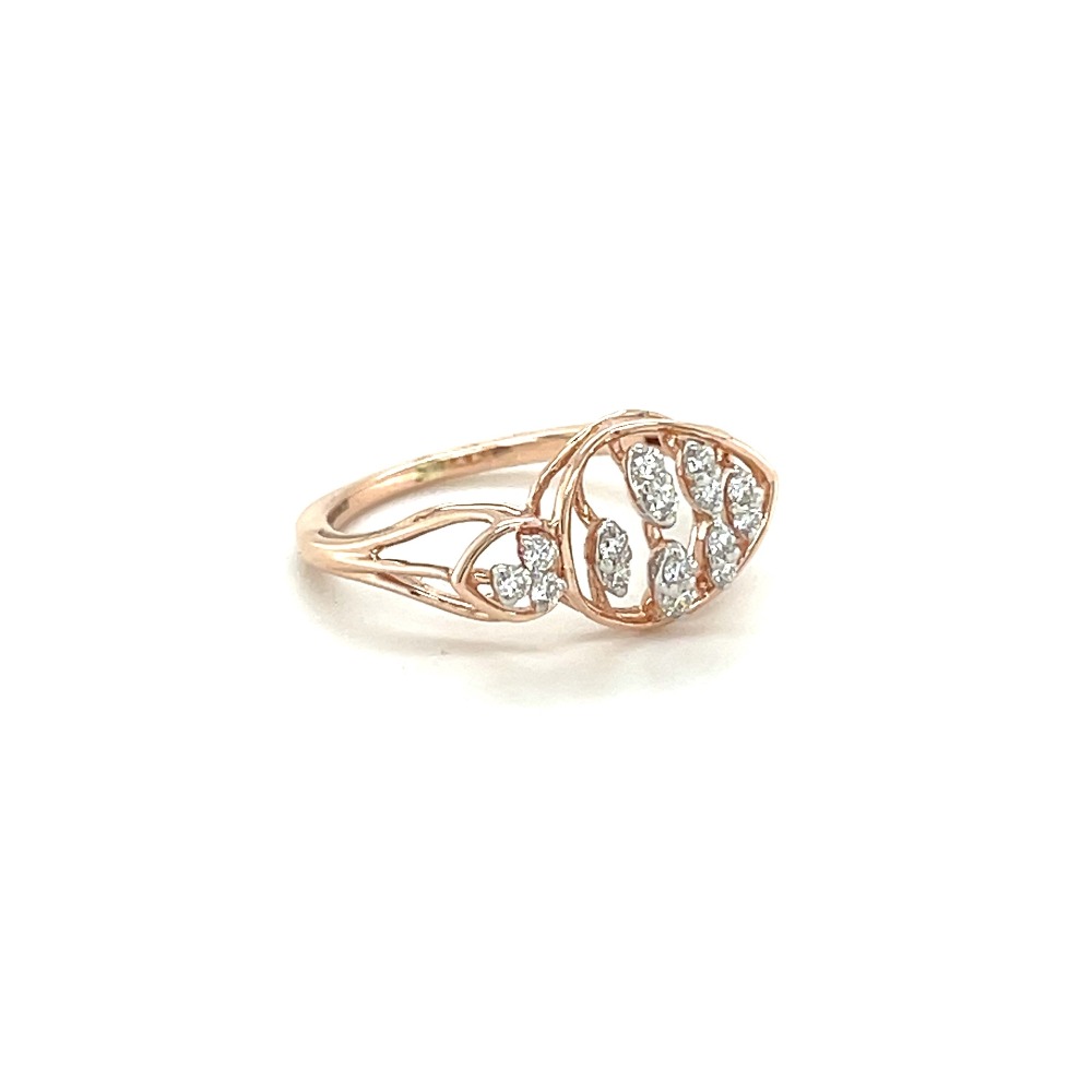 Leaf-Shaped Diamond Cluster Ring in 14k Rose Gold