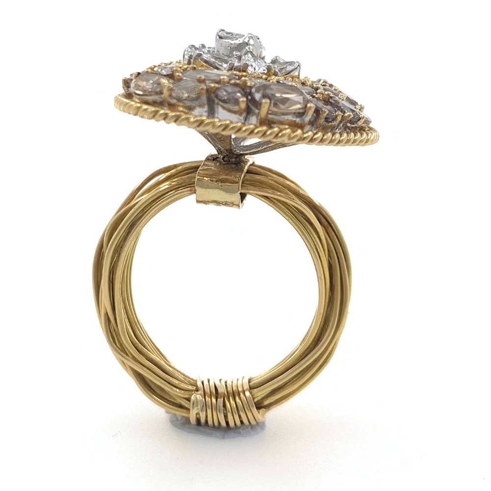 18kt / 750 yellow gold fancy cocktail ladies ring 5lr572