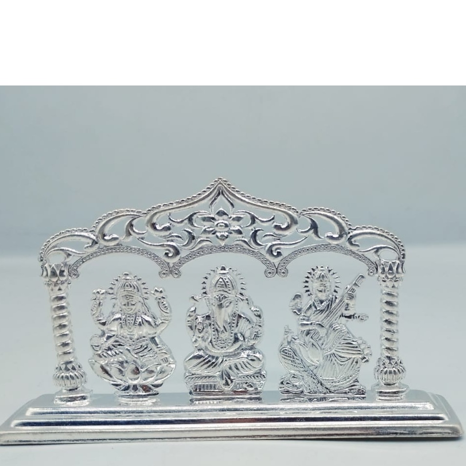 99.9 Silver Hallmark Ganesh Ji Laxmi Ji & Sarawasti Idols 