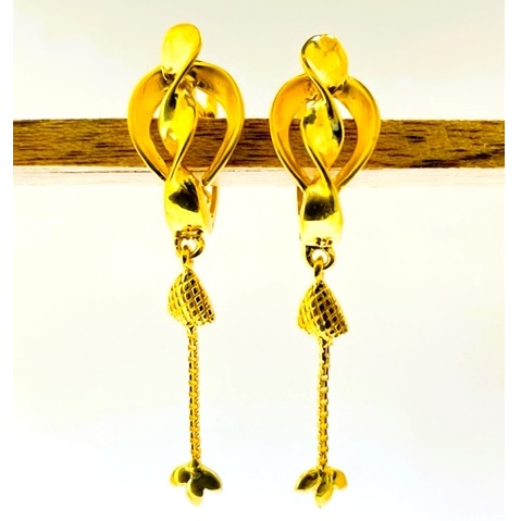 22k yellow gold elegant plain earrings