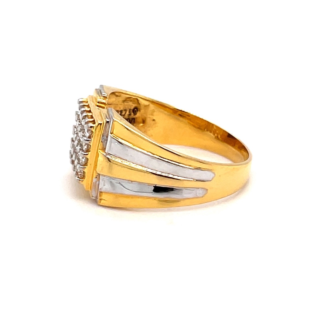 Traditional Mens Diamond Ring in 18 Karat Yellow Gold