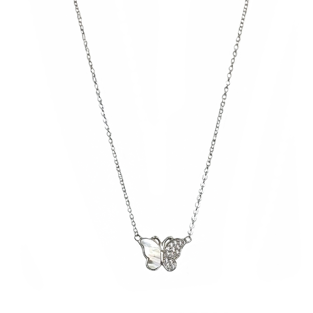 14K Solid White Gold Minimalist Butterfly Necklace – LTB JEWELRY
