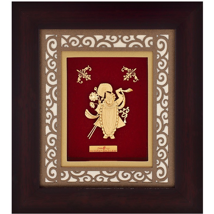 (18.5x21 cm)god shree nath ji divine photo frame 24 k gold LEAF