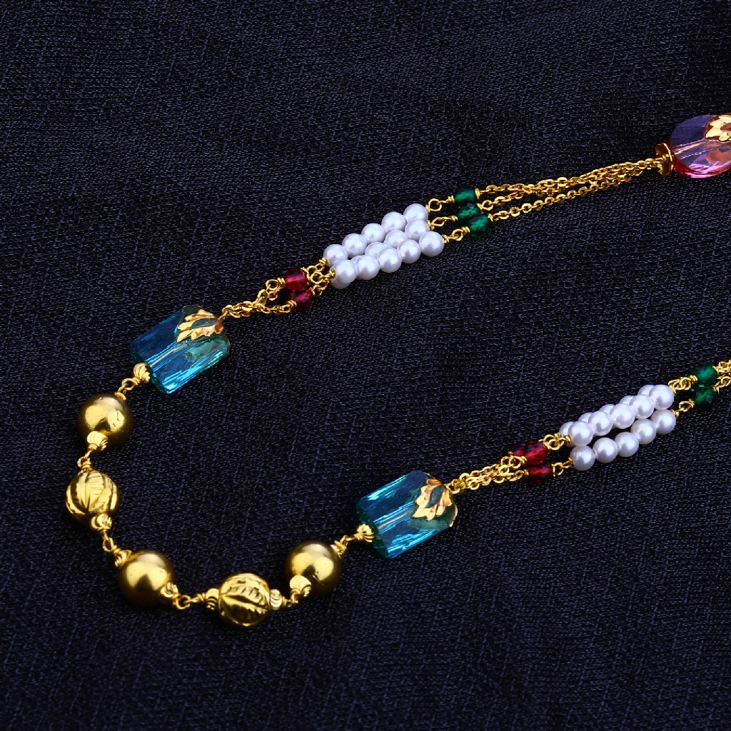 Ladies 916 Gold Fancy Moti Chain Mala-AC81