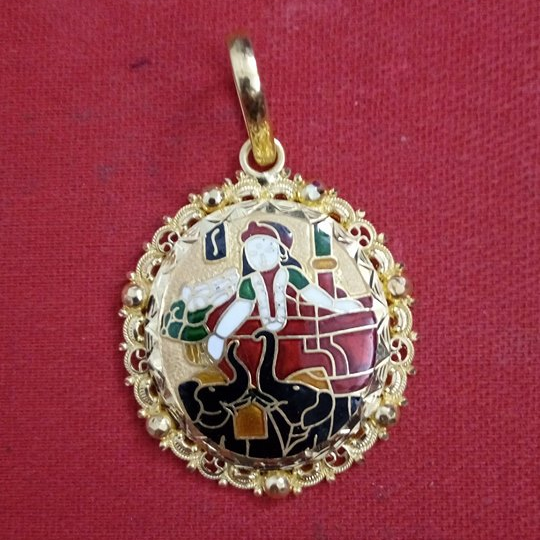 916 Gold Shakti Maa Minakari Pendant