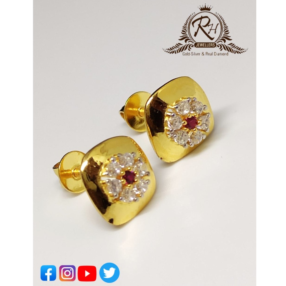 22 carat gold red stone traditional earrings RH-ER320
