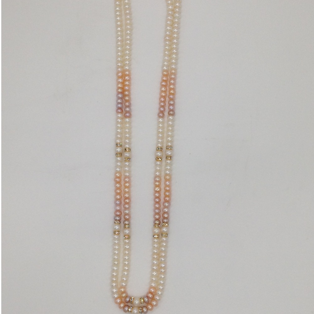 Multicoloured Shaded Flat Pearls Necklace With CZ Chakri JPM0316