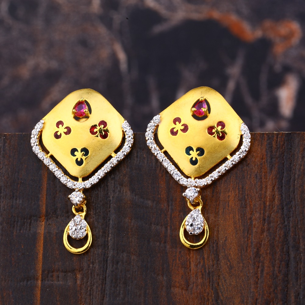 Ladies 22K Gold Designer Fancy Earring -LFE234