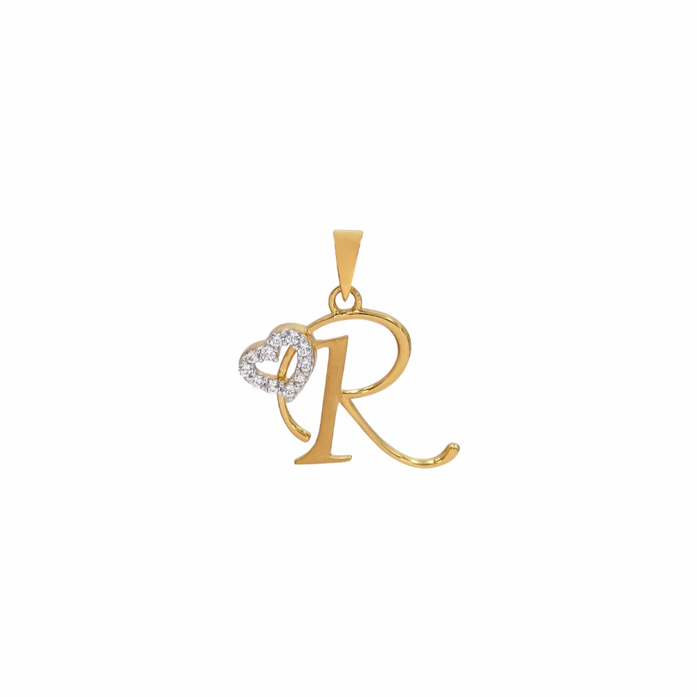 ' R ' Alphabet 18k Gold Pendant