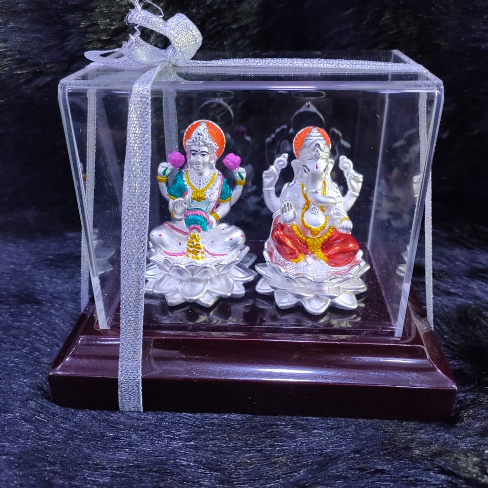 92.5 Sterling Silver Laxmi Ganesha Hindu Idol Statue