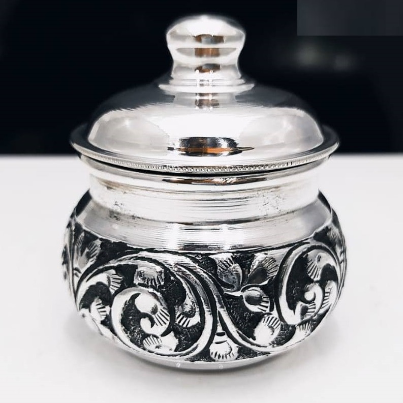 Puran pure silver leaf motifs snack jar