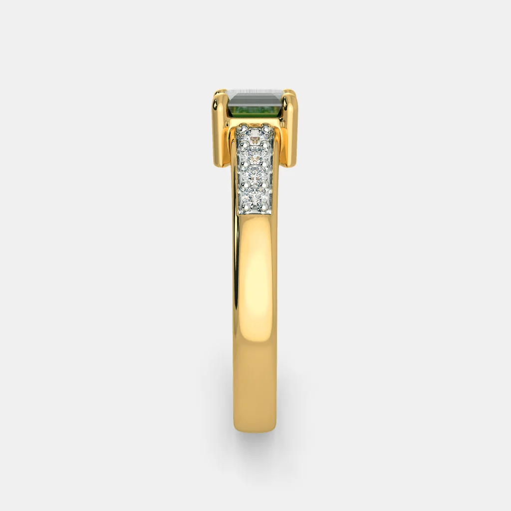 22k gold green colour stone chauras ring
