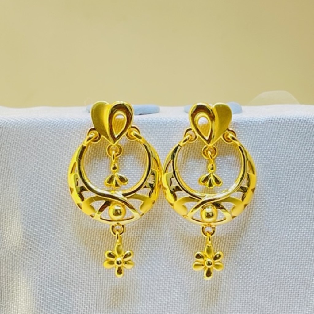 22k yellow gold traditional chandbali plain earrings