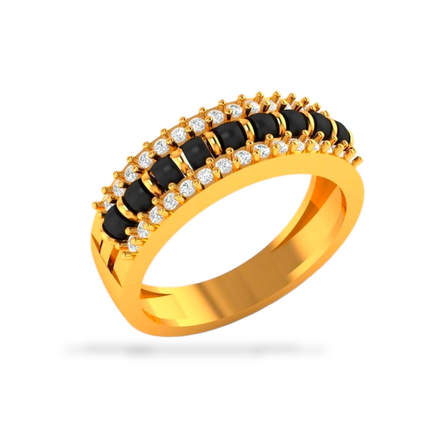 Milan Black Beads Diamond Combination Ms Ring
