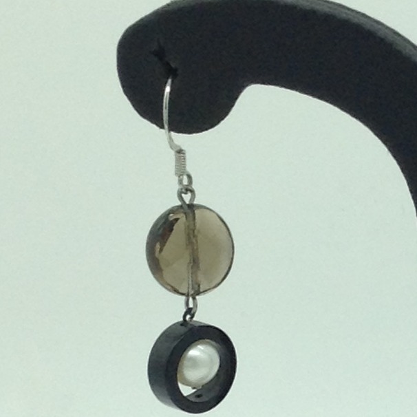 Pearl Semi Stone Silver Ear Hangings JER0122