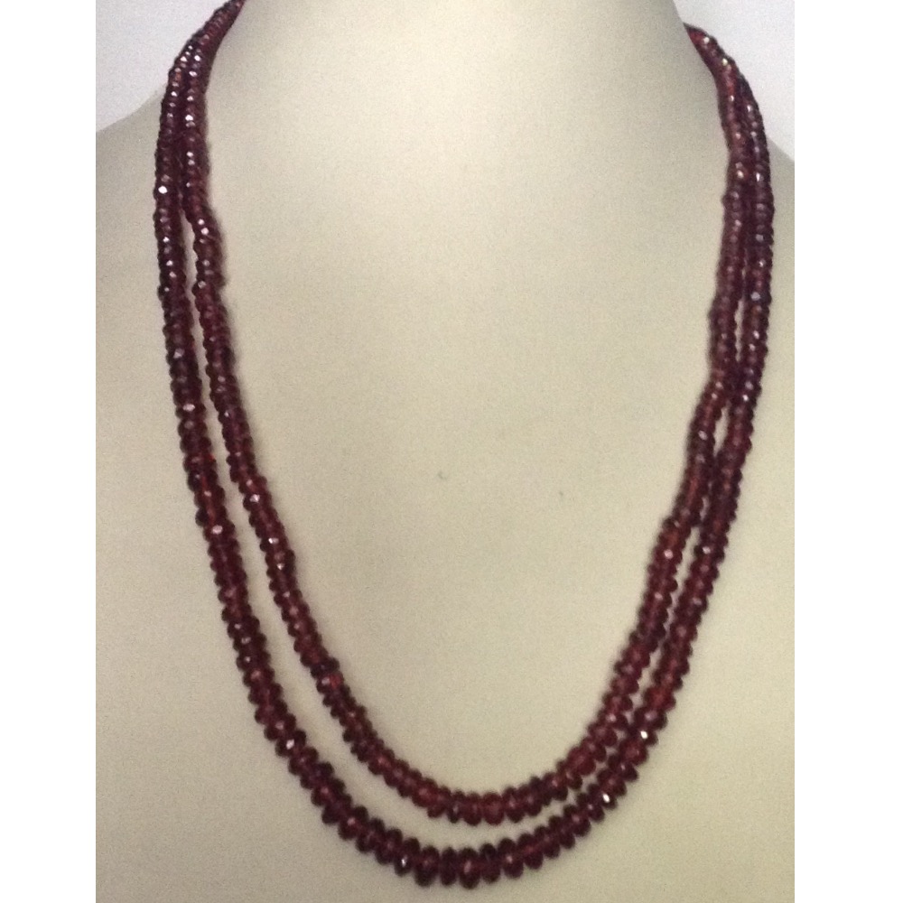 Natural brown garnet faceted beeds 2 layers necklace JSS0054