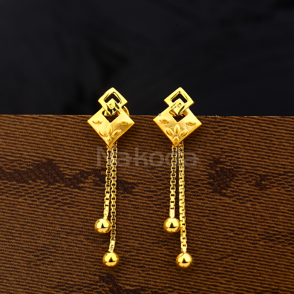 916 Gold Ladies Gorgeous Plain Earring LPE315