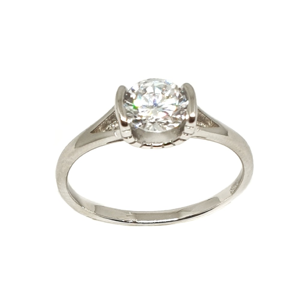 925 Sterling Silver Solitaire Diamond Ring MGA - LRS3364