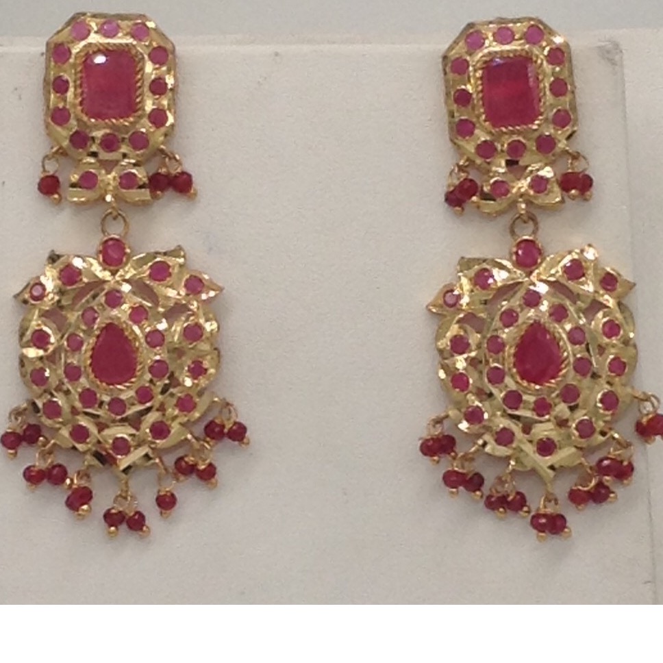 Red cz stones traditional necklace haar set jnc0031