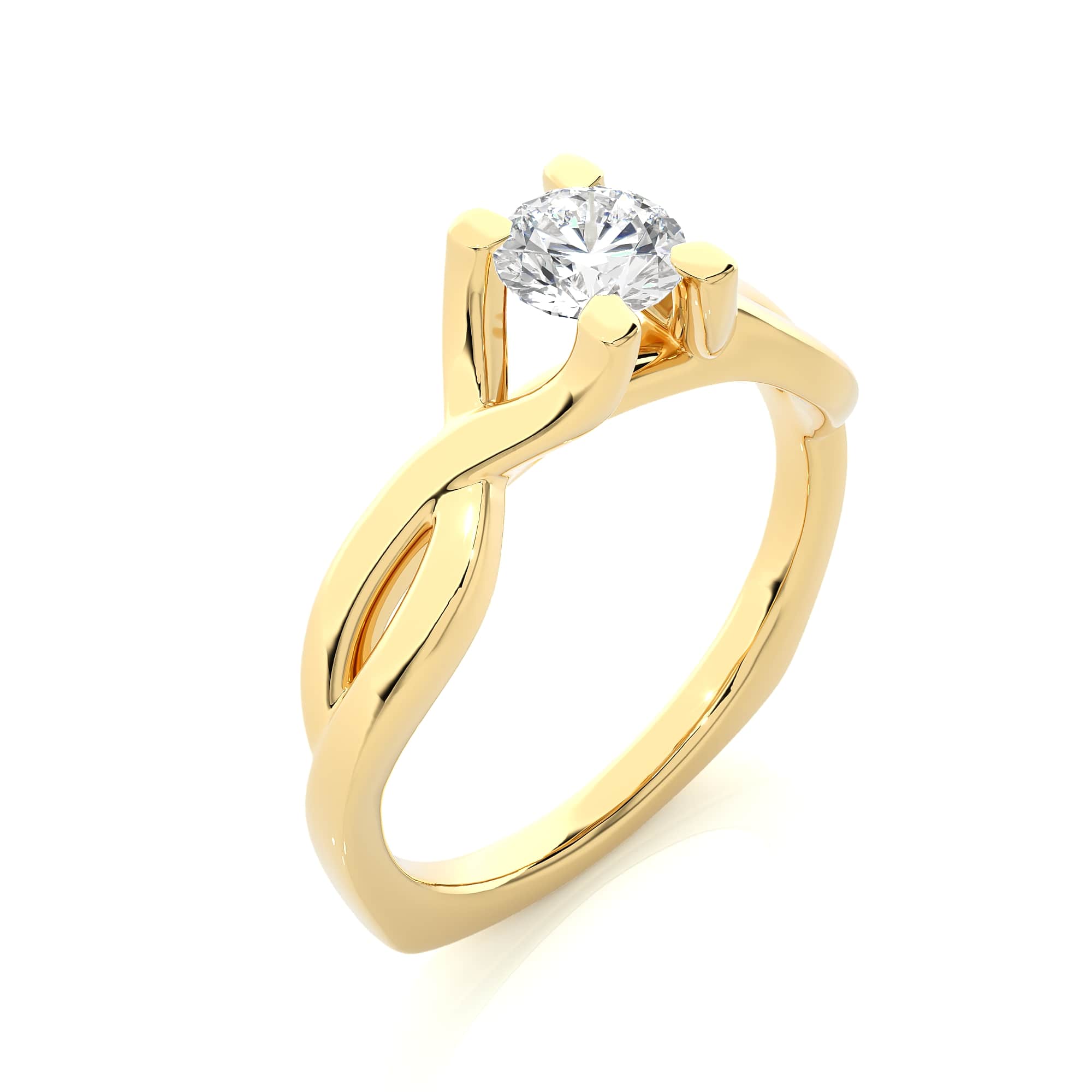 Designed Solitaire Ring YG
