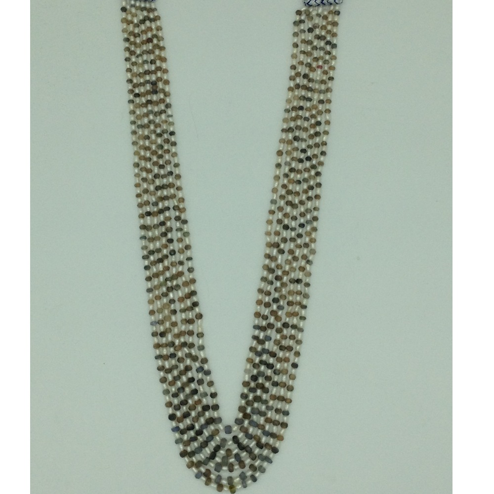 white rice pearls with sapphires 7 layers necklace jpm0382