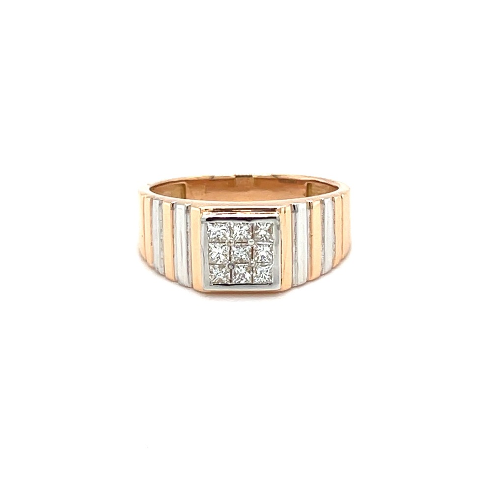 Platinum & Rose Gold Single Diamond Ring for Men JL PT 1143