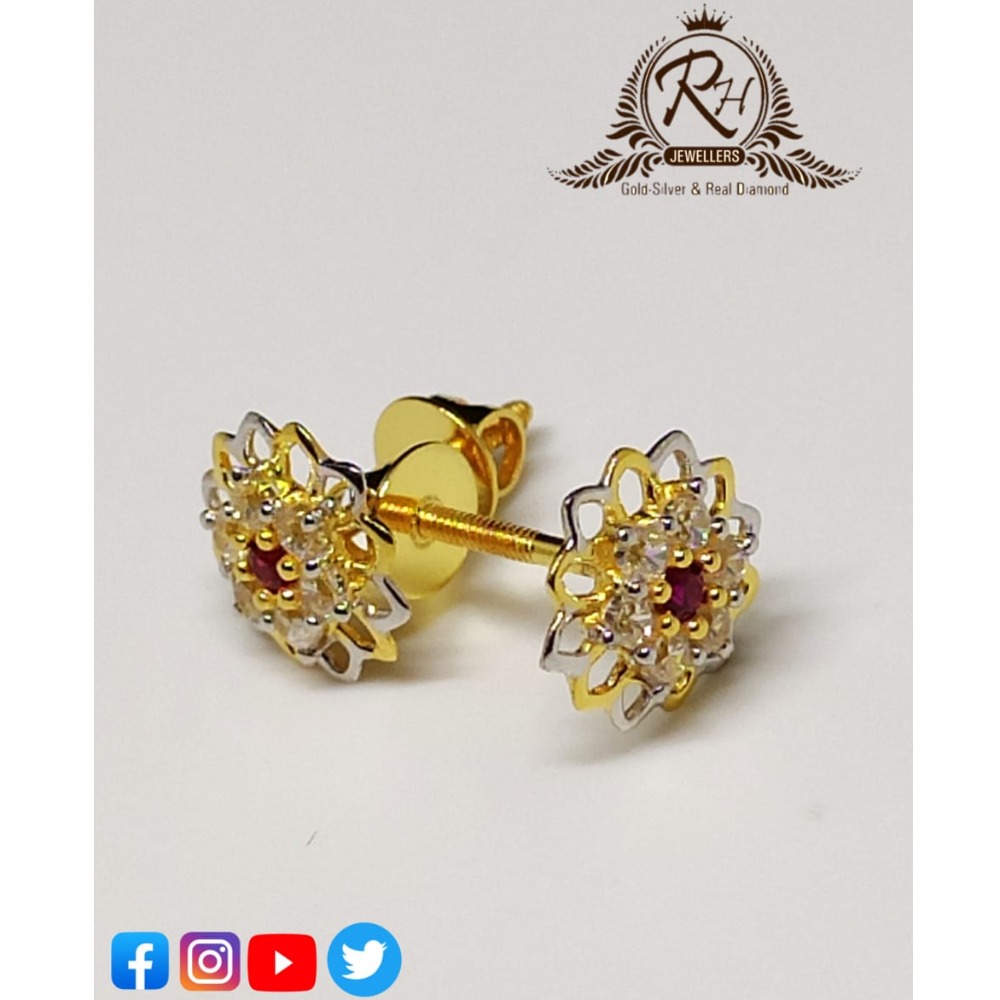 22 carat gold red stone daimond earrings RH-ER323