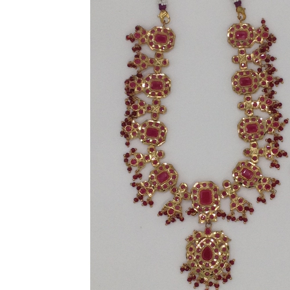 Red cz stones traditional necklace haar set jnc0031